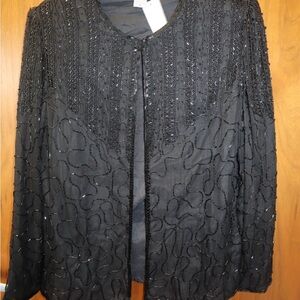 Chic Black Beaded Women's Blazer